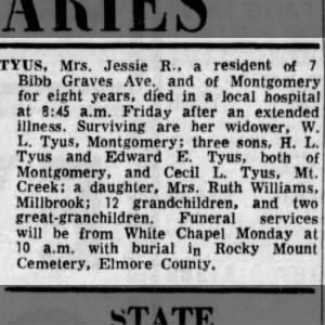 Jessie Roy Tyus Obituary