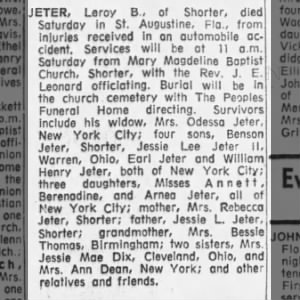 Obituary for Leroy B JETER