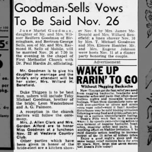 Goodman-Sells Vows To Be Said Nov. 26