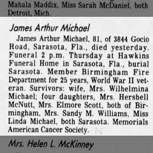 Obituary for James Arthur Michael
